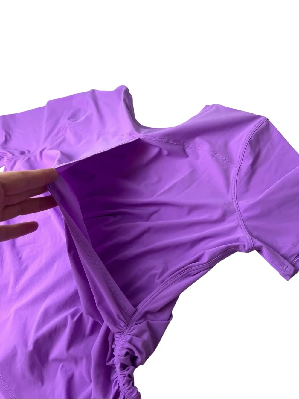 Lululemon Seawheeze 2020 Run Off Route Purple Ruched Side Women’s Size 8 Top